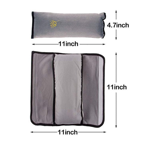 Image of High Quality Extra Soft Seat Belt Pillow for Kids (Gray/Black)