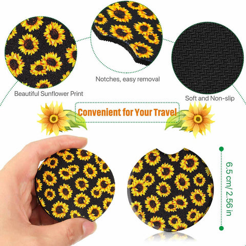 Image of car coasters sunflower design