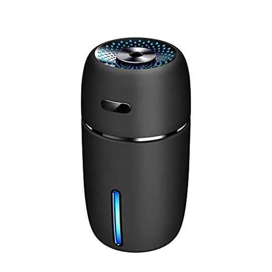 High Quality USB Car Humidifier - 200 Milliliter Mini Portable Air Purifier with 7 LED Light Colors (Black)