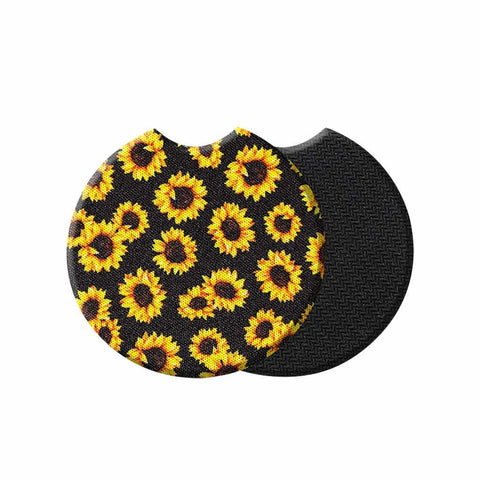 Image of car coasters sunflower design