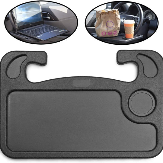 Car Steering Wheel Tray - Multifunctional High Quality Car Laptop Food Steering Wheel Tray Drink Holder Desk (Black)