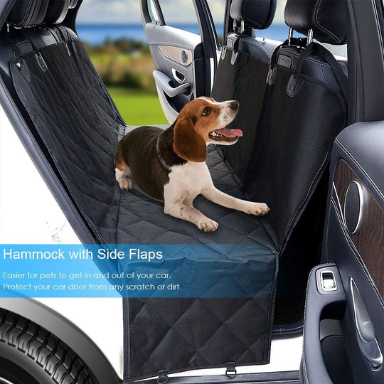 High Quality Dog Back Seat Cover Protector - Comfy Fabric Quilted Non-Slip Technology, Waterproof, Dog Seat Protector-Large (Black)