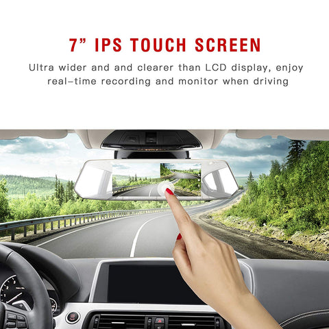 Image of Dual Mirror Dash Camera - 7" Touch Screen 1080P Front and Rear