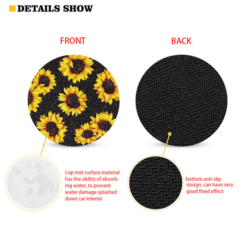 Image of car coasters sunflower design - details