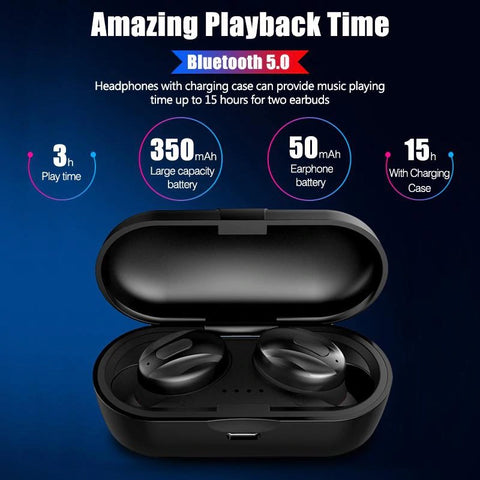Bluetooth 5.0 Wireless Earbuds with Wireless Charging Case IPX5 Waterproof